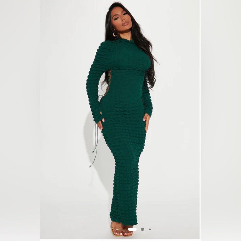 NWT Green Bubble Long Sleeve Maxi Dress Size Small or 4, 6
